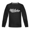 Oklahoma Youth Long Sleeve Shirt - Hand Lettered Youth Long Sleeve Oklahoma Tee - black