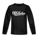 Oklahoma Youth Long Sleeve Shirt - Hand Lettered Youth Long Sleeve Oklahoma Tee - charcoal gray