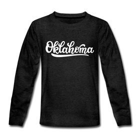 Oklahoma Youth Long Sleeve Shirt - Hand Lettered Youth Long Sleeve Oklahoma Tee