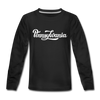 Pennsylvania Youth Long Sleeve Shirt - Hand Lettered Youth Long Sleeve Pennsylvania Tee - black