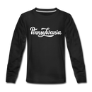 Pennsylvania Youth Long Sleeve Shirt - Hand Lettered Youth Long Sleeve Pennsylvania Tee - black