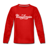 Pennsylvania Youth Long Sleeve Shirt - Hand Lettered Youth Long Sleeve Pennsylvania Tee - red