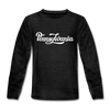 Pennsylvania Youth Long Sleeve Shirt - Hand Lettered Youth Long Sleeve Pennsylvania Tee - charcoal gray