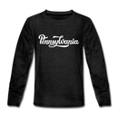 Pennsylvania Youth Long Sleeve Shirt - Hand Lettered Youth Long Sleeve Pennsylvania Tee - charcoal gray