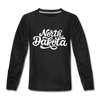 North Dakota Youth Long Sleeve Shirt - Hand Lettered Youth Long Sleeve North Dakota Tee - black