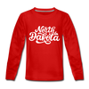 North Dakota Youth Long Sleeve Shirt - Hand Lettered Youth Long Sleeve North Dakota Tee