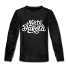 North Dakota Youth Long Sleeve Shirt - Hand Lettered Youth Long Sleeve North Dakota Tee - charcoal gray