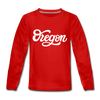 Oregon Youth Long Sleeve Shirt - Hand Lettered Youth Long Sleeve Oregon Tee - red