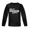 Oregon Youth Long Sleeve Shirt - Hand Lettered Youth Long Sleeve Oregon Tee - charcoal gray