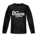 Oregon Youth Long Sleeve Shirt - Hand Lettered Youth Long Sleeve Oregon Tee - charcoal gray