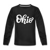 Ohio Youth Long Sleeve Shirt - Hand Lettered Youth Long Sleeve Ohio Tee - black