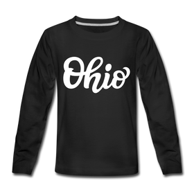 Ohio Youth Long Sleeve Shirt - Hand Lettered Youth Long Sleeve Ohio Tee