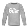 Ohio Youth Long Sleeve Shirt - Hand Lettered Youth Long Sleeve Ohio Tee