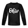 Ohio Youth Long Sleeve Shirt - Hand Lettered Youth Long Sleeve Ohio Tee - charcoal gray