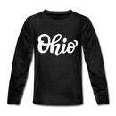 Ohio Youth Long Sleeve Shirt - Hand Lettered Youth Long Sleeve Ohio Tee - charcoal gray