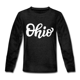 Ohio Youth Long Sleeve Shirt - Hand Lettered Youth Long Sleeve Ohio Tee