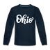 Ohio Youth Long Sleeve Shirt - Hand Lettered Youth Long Sleeve Ohio Tee - deep navy