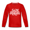 South Dakota Youth Long Sleeve Shirt - Hand Lettered Youth Long Sleeve South Dakota Tee - red
