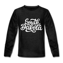 South Dakota Youth Long Sleeve Shirt - Hand Lettered Youth Long Sleeve South Dakota Tee - charcoal gray
