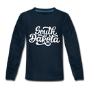 South Dakota Youth Long Sleeve Shirt - Hand Lettered Youth Long Sleeve South Dakota Tee - deep navy