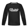 Vermont Youth Long Sleeve Shirt - Hand Lettered Youth Long Sleeve Vermont Tee - black