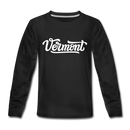 Vermont Youth Long Sleeve Shirt - Hand Lettered Youth Long Sleeve Vermont Tee - black