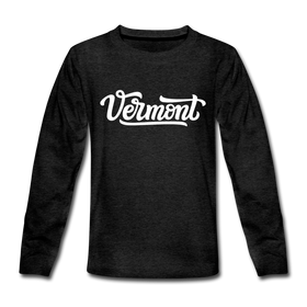 Vermont Youth Long Sleeve Shirt - Hand Lettered Youth Long Sleeve Vermont Tee