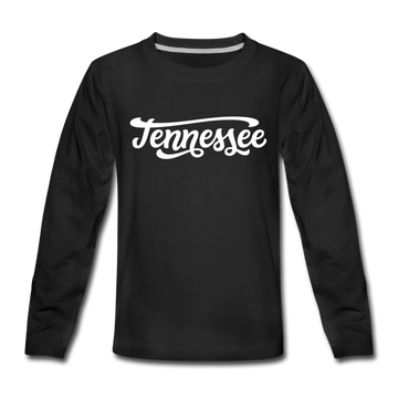 Tennessee Youth Long Sleeve Shirt - Hand Lettered Youth Long Sleeve Tennessee Tee - black