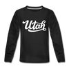 Utah Youth Long Sleeve Shirt - Hand Lettered Youth Long Sleeve Utah Tee - black