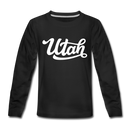 Utah Youth Long Sleeve Shirt - Hand Lettered Youth Long Sleeve Utah Tee - black