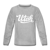 Utah Youth Long Sleeve Shirt - Hand Lettered Youth Long Sleeve Utah Tee - heather gray