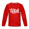 Utah Youth Long Sleeve Shirt - Hand Lettered Youth Long Sleeve Utah Tee - red