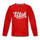 Utah Youth Long Sleeve Shirt - Hand Lettered Youth Long Sleeve Utah Tee - red
