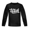Utah Youth Long Sleeve Shirt - Hand Lettered Youth Long Sleeve Utah Tee - charcoal gray