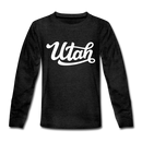 Utah Youth Long Sleeve Shirt - Hand Lettered Youth Long Sleeve Utah Tee - charcoal gray