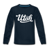 Utah Youth Long Sleeve Shirt - Hand Lettered Youth Long Sleeve Utah Tee - deep navy