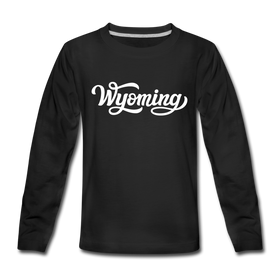 Wyoming Youth Long Sleeve Shirt - Hand Lettered Youth Long Sleeve Wyoming Tee
