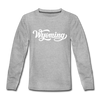 Wyoming Youth Long Sleeve Shirt - Hand Lettered Youth Long Sleeve Wyoming Tee - heather gray