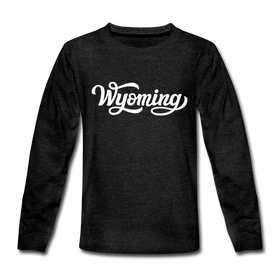 Wyoming Youth Long Sleeve Shirt - Hand Lettered Youth Long Sleeve Wyoming Tee
