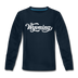 Wyoming Youth Long Sleeve Shirt - Hand Lettered Youth Long Sleeve Wyoming Tee - deep navy