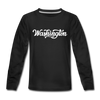 Washington Youth Long Sleeve Shirt - Hand Lettered Youth Long Sleeve Washington Tee - black