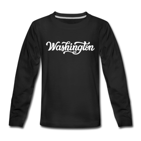 Washington Youth Long Sleeve Shirt - Hand Lettered Youth Long Sleeve Washington Tee