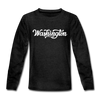 Washington Youth Long Sleeve Shirt - Hand Lettered Youth Long Sleeve Washington Tee - charcoal gray