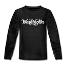 Washington Youth Long Sleeve Shirt - Hand Lettered Youth Long Sleeve Washington Tee - charcoal gray