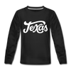 Texas Youth Long Sleeve Shirt - Hand Lettered Youth Long Sleeve Texas Tee - black