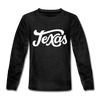 Texas Youth Long Sleeve Shirt - Hand Lettered Youth Long Sleeve Texas Tee - charcoal gray