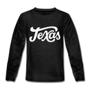 Texas Youth Long Sleeve Shirt - Hand Lettered Youth Long Sleeve Texas Tee - charcoal gray