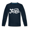 Texas Youth Long Sleeve Shirt - Hand Lettered Youth Long Sleeve Texas Tee - deep navy