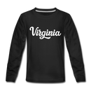 Virginia Youth Long Sleeve Shirt - Hand Lettered Youth Long Sleeve Virginia Tee - black