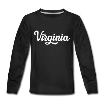 Virginia Youth Long Sleeve Shirt - Hand Lettered Youth Long Sleeve Virginia Tee - black
